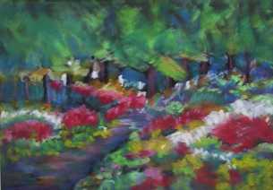 134 PARKLANDSCHAFT - HEDWIG GIERER - Pastell aug schwarzem Velourspapier