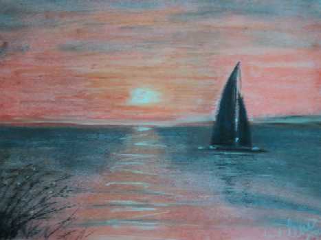 Abenddaemmerung - Ernst Gierer - Pastell auf Malpapier