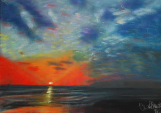 Sonnenuntergang mit Sturm - Ernst Gierer - Landschaften in Pastell