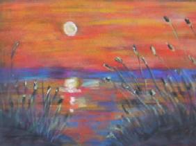 100 SONNENAUFGANG - HEDWIG GIERER - Pastell auf schwarzem Velourspapier