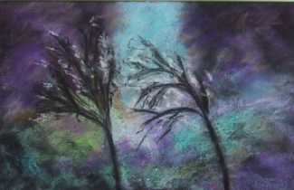 102 GEWITTER - HEDWIG GIERER - Pastell auf schwarzem Tonpapier