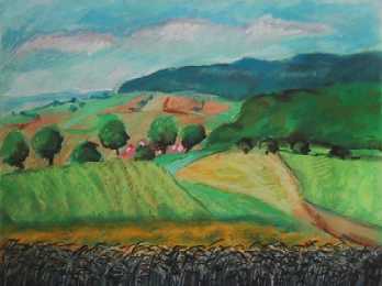 108 HUEGEL BEI REMSECK - HEDWIG GIERER - Pastell auf Pastellpapier