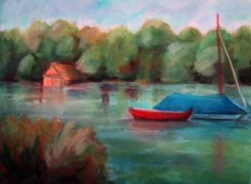 111 BOOTE AM MAX-EYTH-SEE - HEDWIG GIERER - Pastell auf Pastellpapier