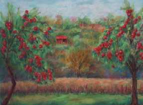 APFELBAEUME MIT MAISFELD - HEDWIG GIERER - Pastell auf Pastellpapier