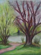 VORFRUEHLING AM MAX-EYTH-SEE  -  HEDWIG GIERER  - Pastell auf Pastellpapier