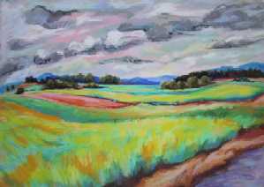 Schw�bische Alb - Rapsfelder im Sonnenb�hl - Alice Herold - Pastell