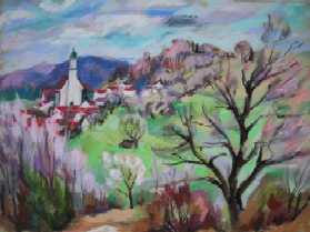 Schw�bische Alb - Blick auf Salmendingen - Alice Herold - Pastell