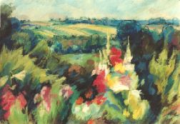 Blick ins Neckartal bei Hochberg - Alice Herold - Pastell