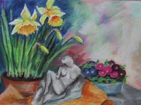 NARZISSEN MIT TORSO - HEDWIG GIERER - Pastell auf Pastellpapier