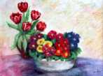 TULPEN UND PRIMELN - HEDWIG GIERER - Pastell