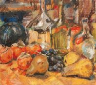 Fr�chte und Flaschen - Alice Herold - Pastell auf Tonpapier